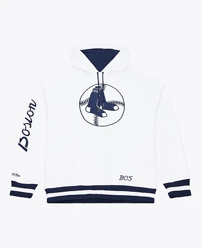 Mitchell & Ness Men's White Boston Red Sox Cooperstown Collection Fleece Hoodie