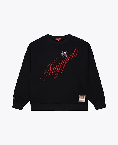 Mitchell & Ness Women's Black Denver Nuggets Hardwood Classics Script Lightweight Sweatshirt