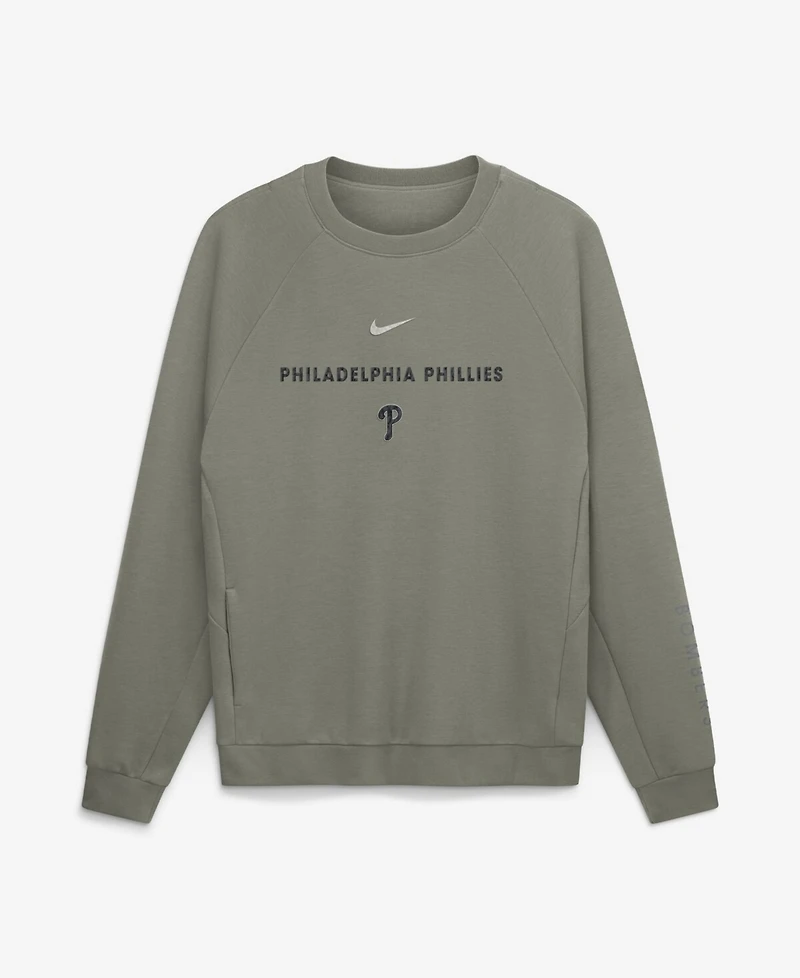 Nike Men's Olive Philadelphia Phillies Statement Primary Raglan Dri-fit Sweatshirt