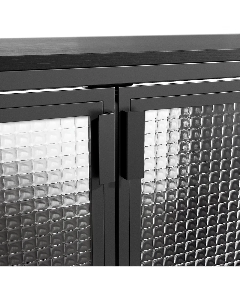 Homsee Modern -Door Glass Display Cabinet Led Lighted Bookcase | Media Console | Living Room Storage