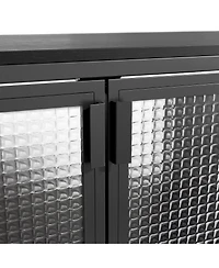 Homsee Modern -Door Glass Display Cabinet Led Lighted Bookcase | Media Console | Living Room Storage