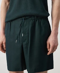 Mango Men's Drawstring Detail Linen 7.48" Bermuda Shorts