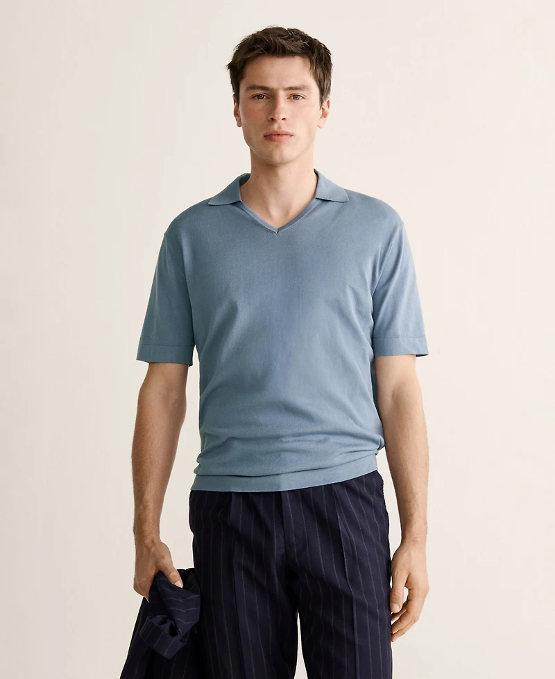 Mango Men's Fine-Knit Cotton Polo Shirt
