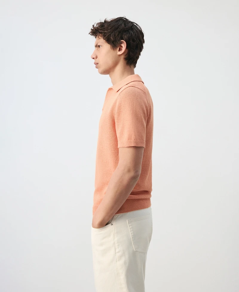 Mango Men's Microstructure Cotton Polo Shirt