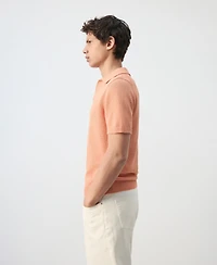 Mango Men's Microstructure Cotton Polo Shirt