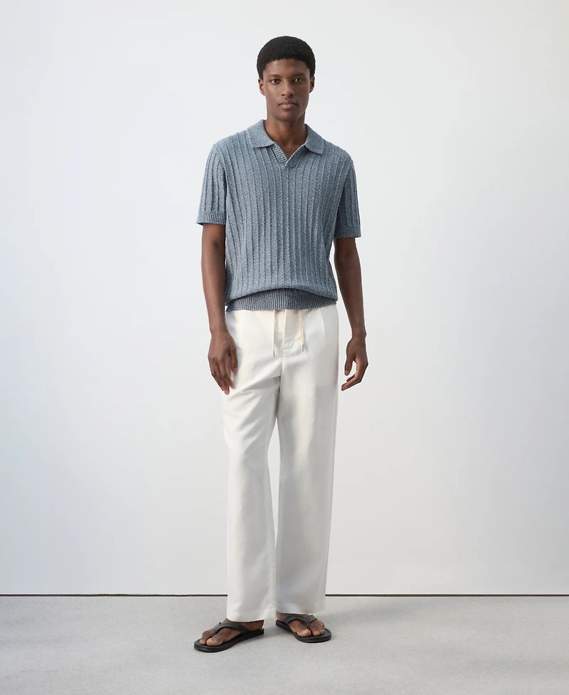 Mango Men's Cotton Fine-Knit Polo Shirt