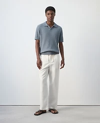 Mango Men's Cotton Fine-Knit Polo Shirt