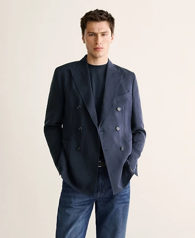 Mango Men's Slim Fit Double-Breasted Suit Blazer