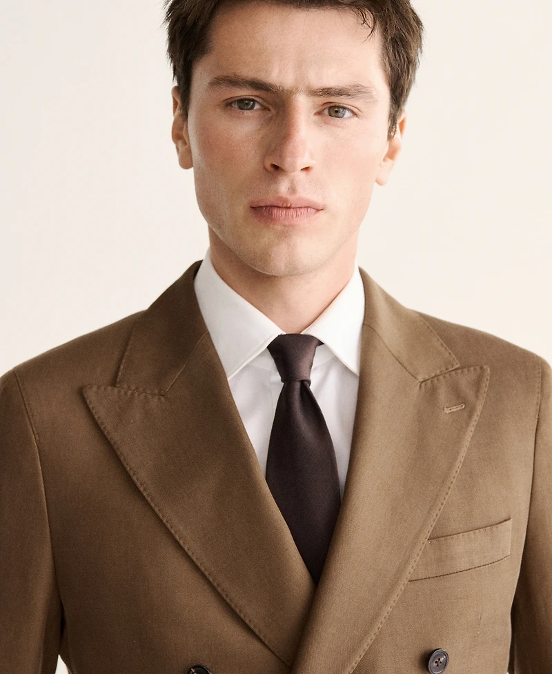 Mango Men's Double-Breasted Lyocell and Cotton Suit Jacket