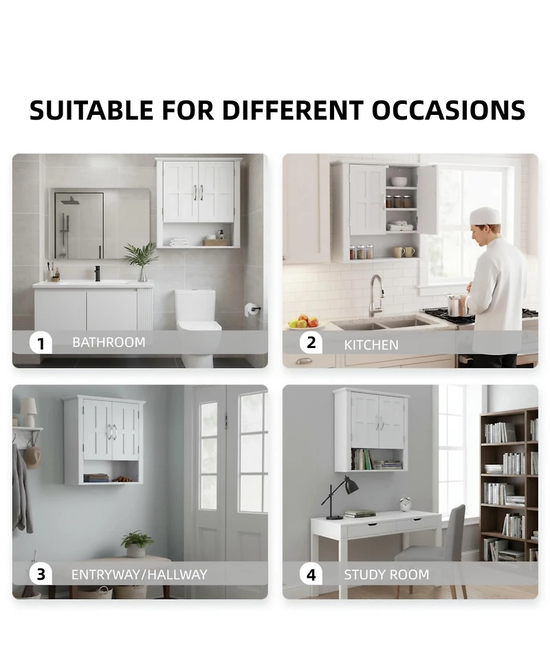 Midola Bathroom Wall Storage Cabinet, Multi -functional Wall Mounted Cabinet with Adjustable Shelves for Laundry Room and Kitchen and Living Room