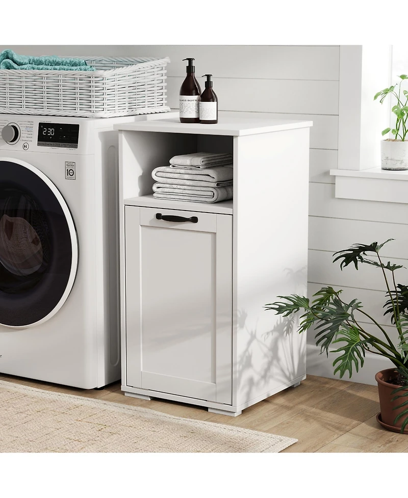 Midola Laundry Cabinet with 1 Removable Liner Bags Bathroom Storage Saving Linen Cabinet for Bathroom