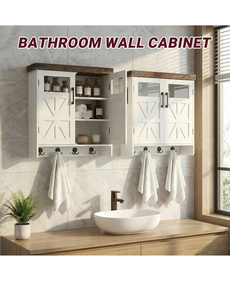 Midola Bathroom Wall Cabinet Over Toilet with Adjustable Shelves, Medicine Cabinet Storage Organizer for Bathroom Kitchen Garage, Hanging Towel Hook
