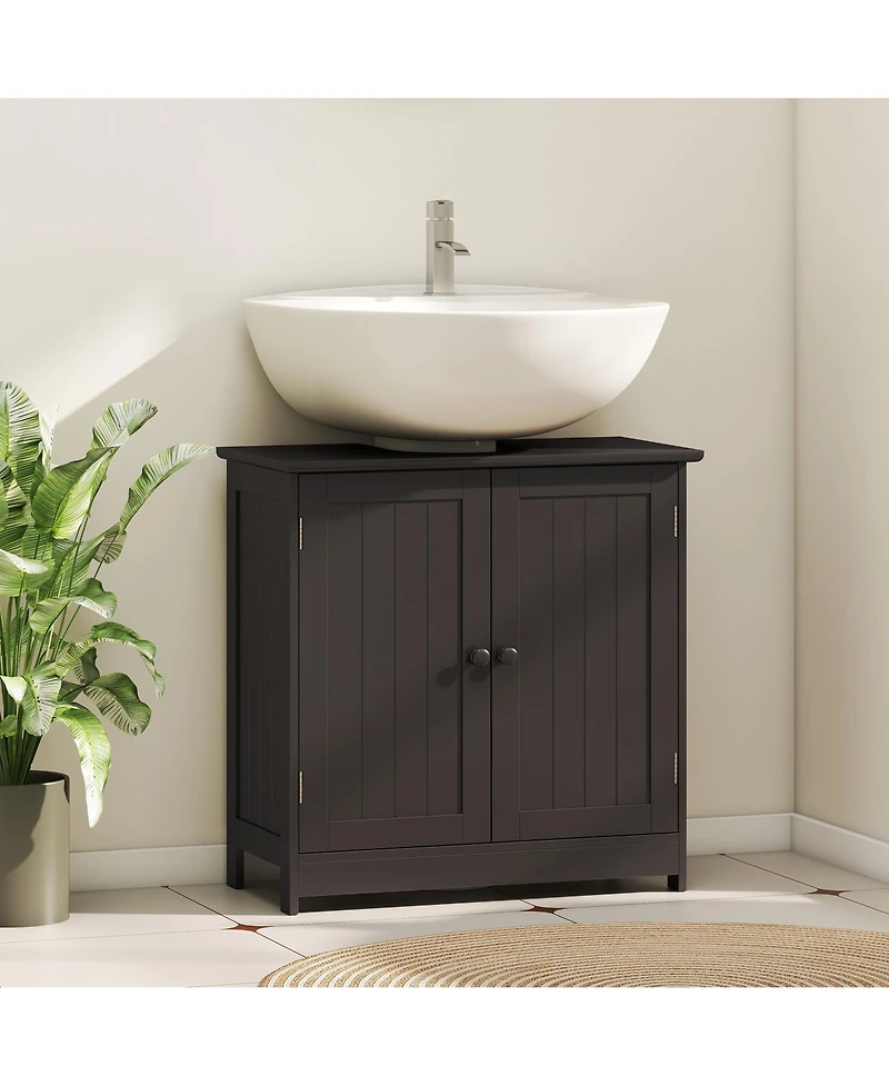 Busdays Coffee Bathroom Vanity Cabinet Under Sink Cabinet with 2 Doors and Adjustable Shelf