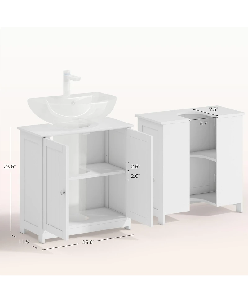 Busdays Pedestal Sink Storage Cabinet Bathroom Sink Cabinet with U Shape Cut Out and Adjustable Shelf