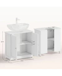 Busdays Pedestal Sink Storage Cabinet Bathroom Sink Cabinet with U Shape Cut Out and Adjustable Shelf