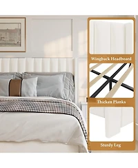 gaomon Upholstered Bed Frame with Storage Drawer, Heavy-Duty Steel Framework and Wooden Slats, Tufted Headboard, No Box Spring