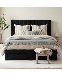 gaomon Upholstered Bed Frame with Storage Drawer, Heavy-Duty Steel Framework and Wooden Slats, Tufted Headboard