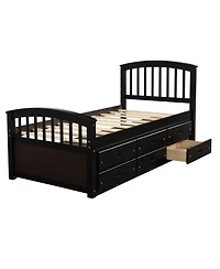 Boyel Living Twin Platform Bed with 6 Drawers, Solid Pinewood Storage Frame, for Kids and Teens