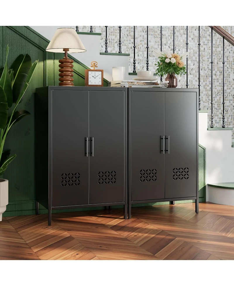 Streamdale Furniture Boyel Living 42 Inch Metal Storage Cabinet with Doors, Sideboard Organizer Adjustable Shelves for Home Office