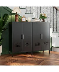 Streamdale Furniture Boyel Living 42 Inch Metal Storage Cabinet with Doors, Sideboard Organizer Adjustable Shelves for Home Office
