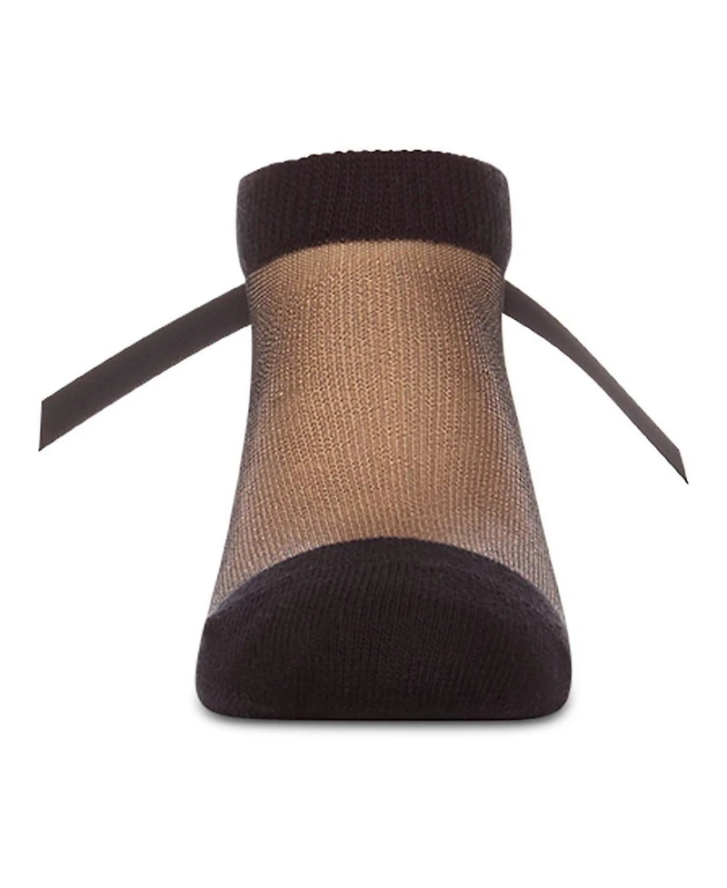 MeMoi Baby Girls Silky-Sheer Micro-Mesh Ankle Sock with Satin Bow