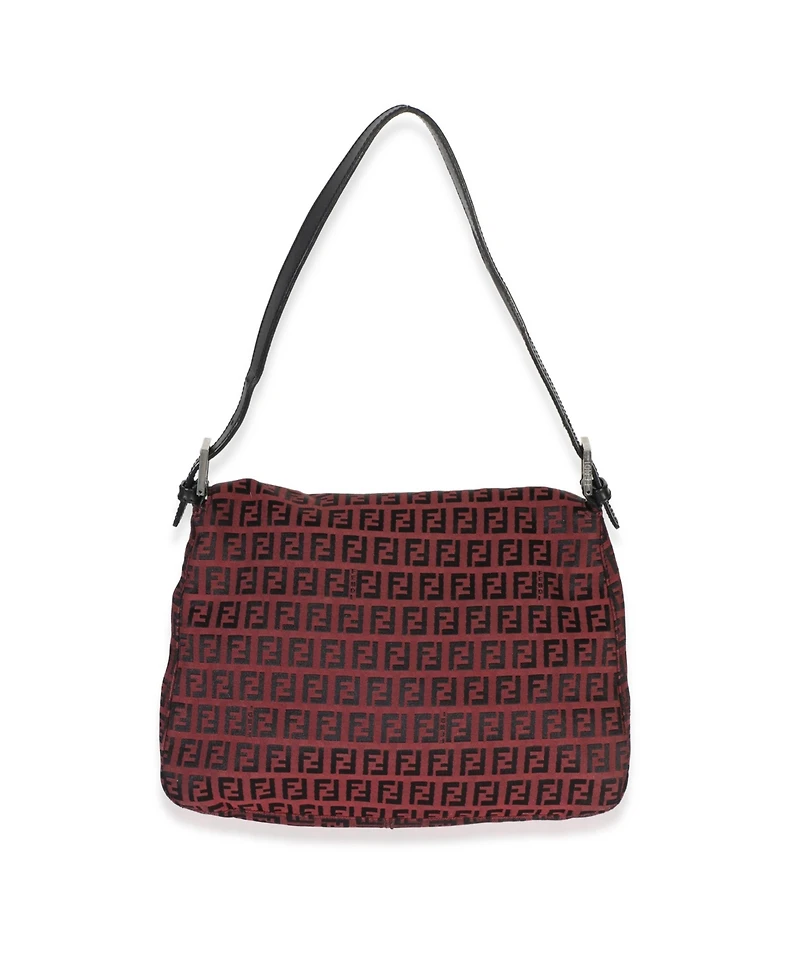 Pre-Owned Fendi Black Red Zucca Mama Baguette