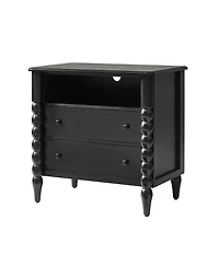 Hulala Home Isidora Transitional 28"W 2-Drawer Spindle-Style Solid Wood Columns End Table with Usb Ports