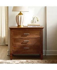 Hulala Home Launcelot Eliseo Transitional 3 Drawers End Table with Built-In Outlets Usb Type C