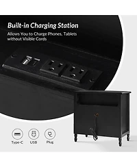 Hulala Home Nicola 3-Drawer Transitional 28''W Curved End Table with Charging Station