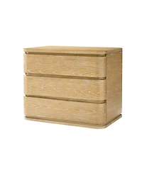 Hulala Home Fay Modern 30"W 3-Drawer Oak Wood End Table with Built-In Power Station