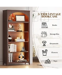 Vlsrka 5-Tier Wooden Bookshelf with Led Lights