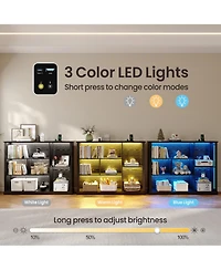 Vlsrka 6-Shelf Modern Bookcase With Tri-color Sensor Light