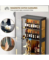 Vlsrka 71 Inch Tall Display Curio Cabinet with Glass Doors and 3 Color Lights