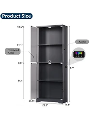 Vlsrka Glass Display Cabinet 4-Tier with Rgb Light and Security Lock