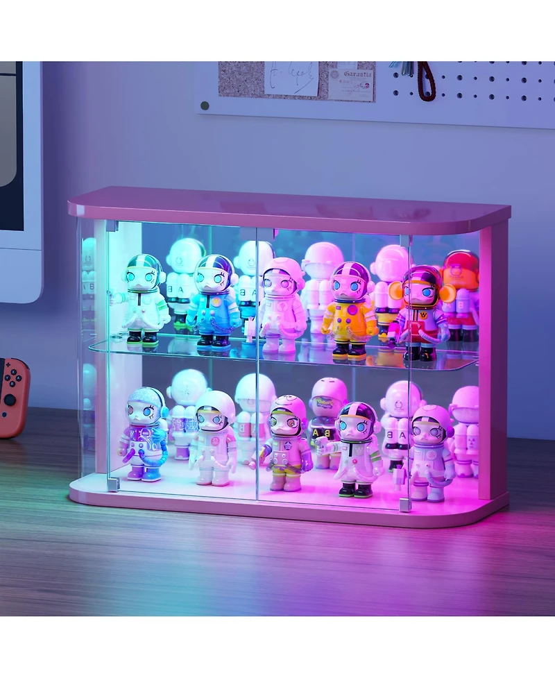 Vlsrka 2-Tier Curio Display Cabinet with Rgb Lights