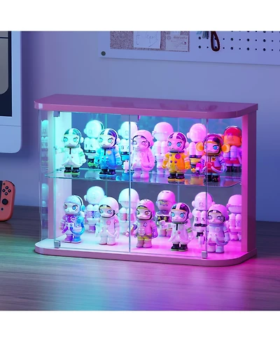 Vlsrka 2-Tier Curio Display Cabinet with Rgb Lights