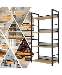 gaomon 4 Tier Bookshelf with Metal Frame and Wood Shelves, Tall Industrial Bookcase Storage Rack for Bedroom Living Room Home Office