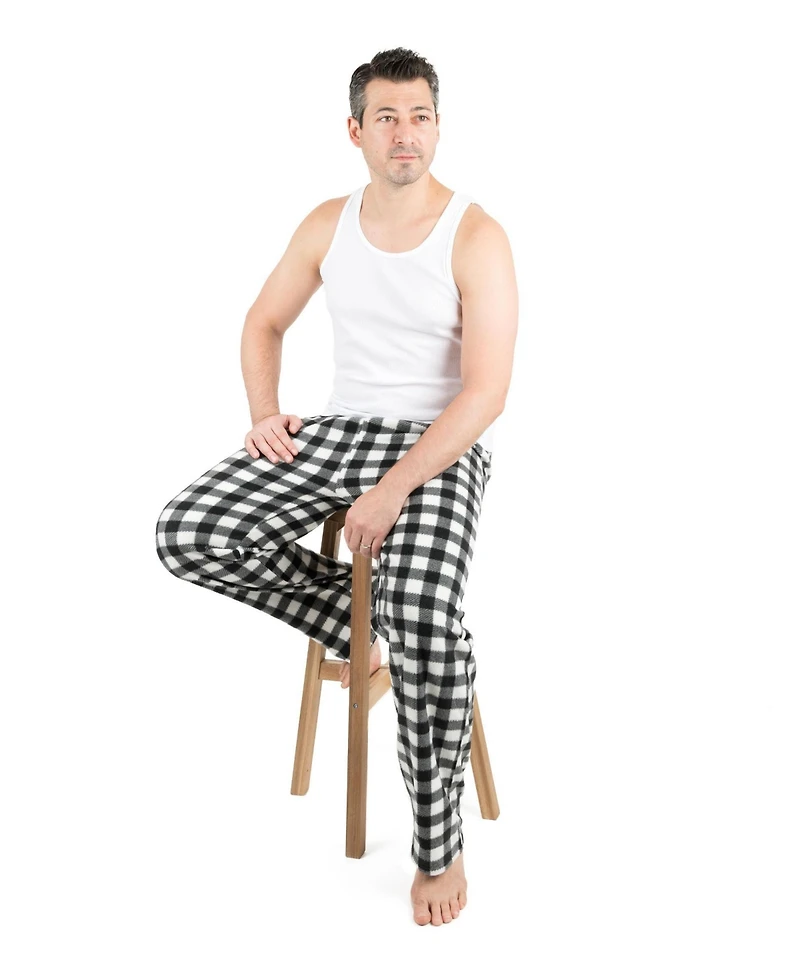 Leveret Men's Plaid Micro Fleece Pants