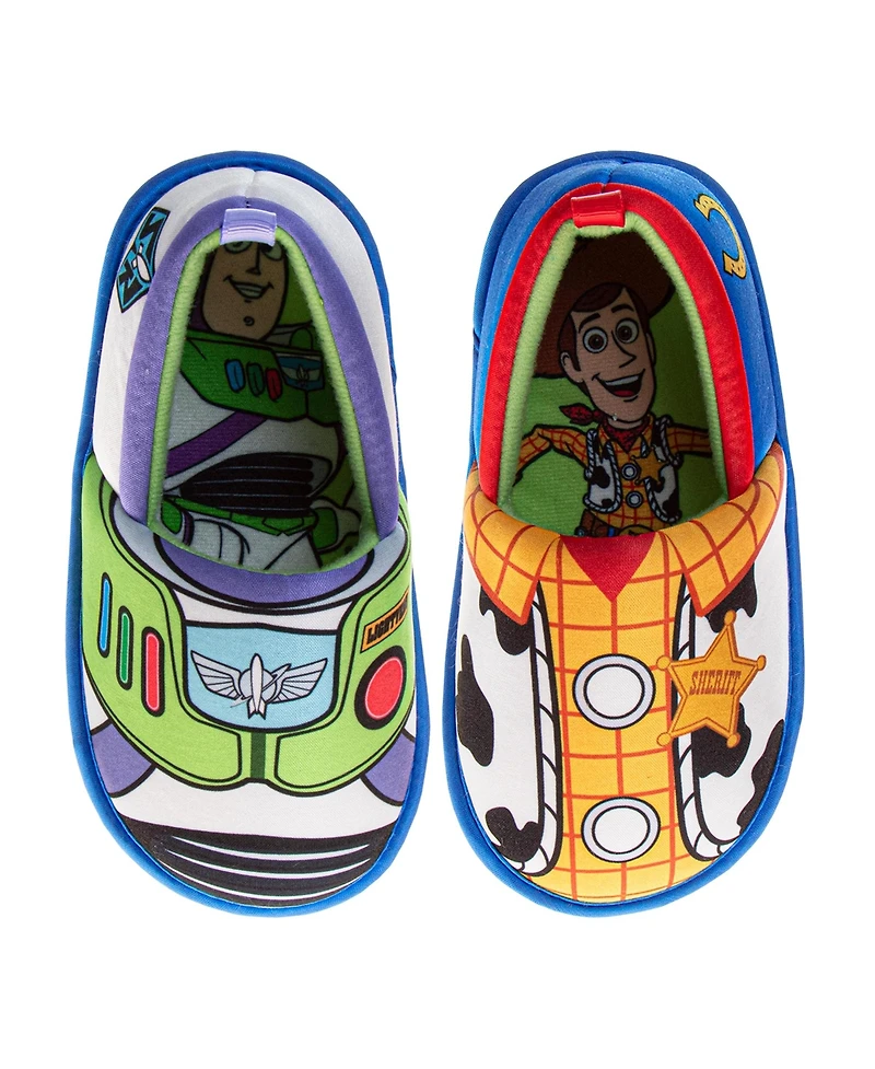 Disney Toy Story Woody and Buzz Boys' 5-12 Slippers Plush, Warm, Soft House Shoes Toddler Little Kid