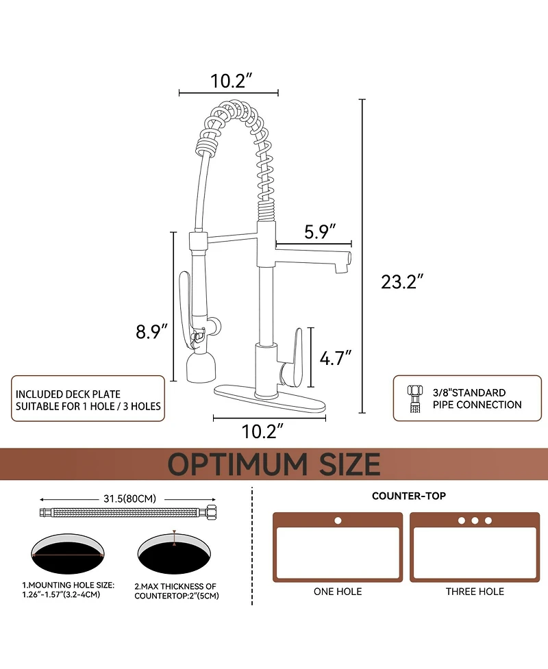 Phying Kitchen Sink Faucet with Led Pull Down Sprayer, Commercial Single Handle High Arc Kitchen Faucet