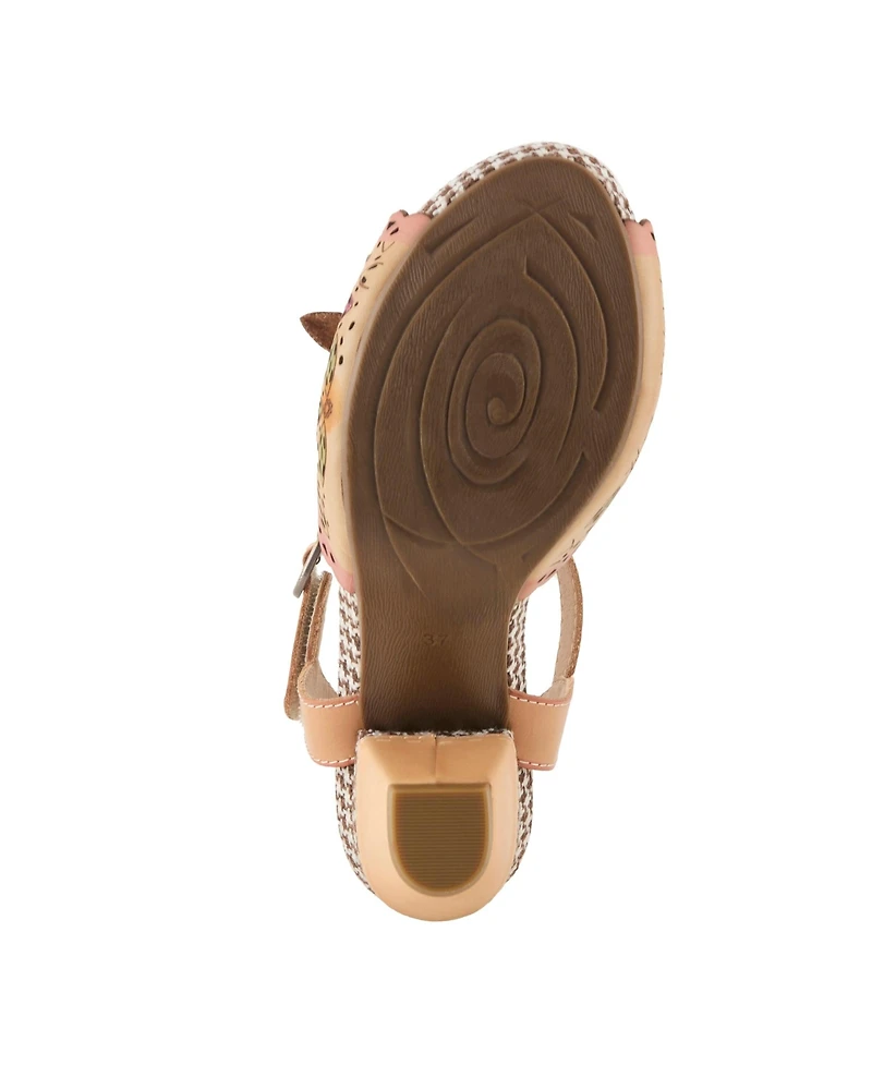 L'Artiste Women's Ankle Strap with Hand-Painted Design