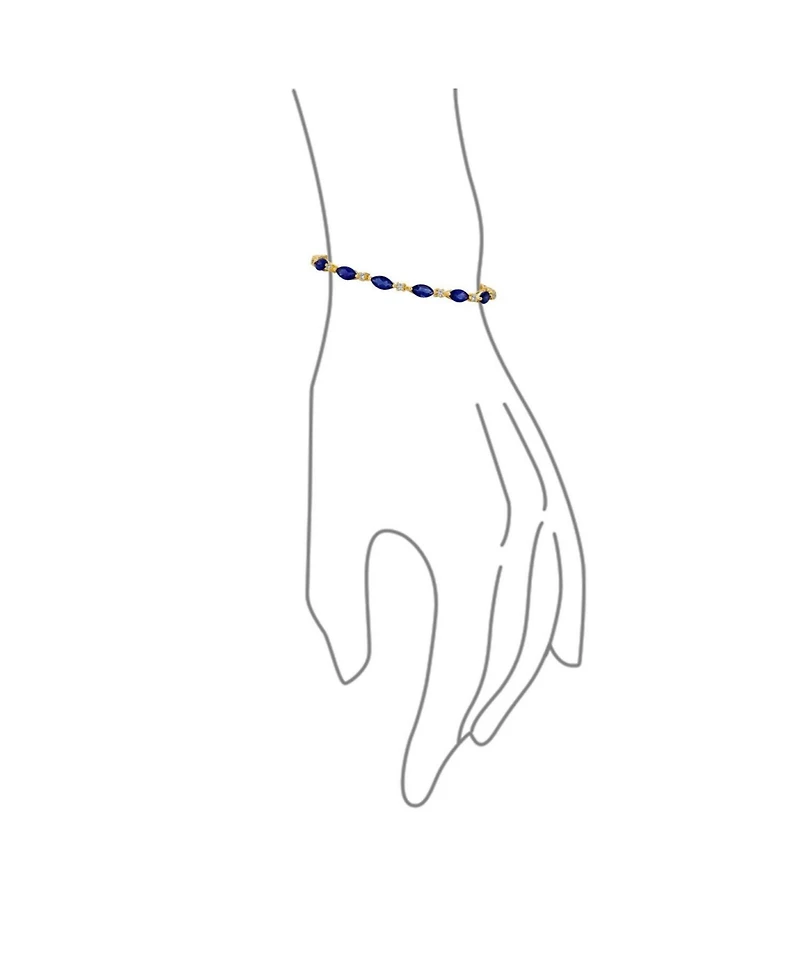 Bling Jewelry Oval Sapphire and Zircon Alternating Tennis Bracelet