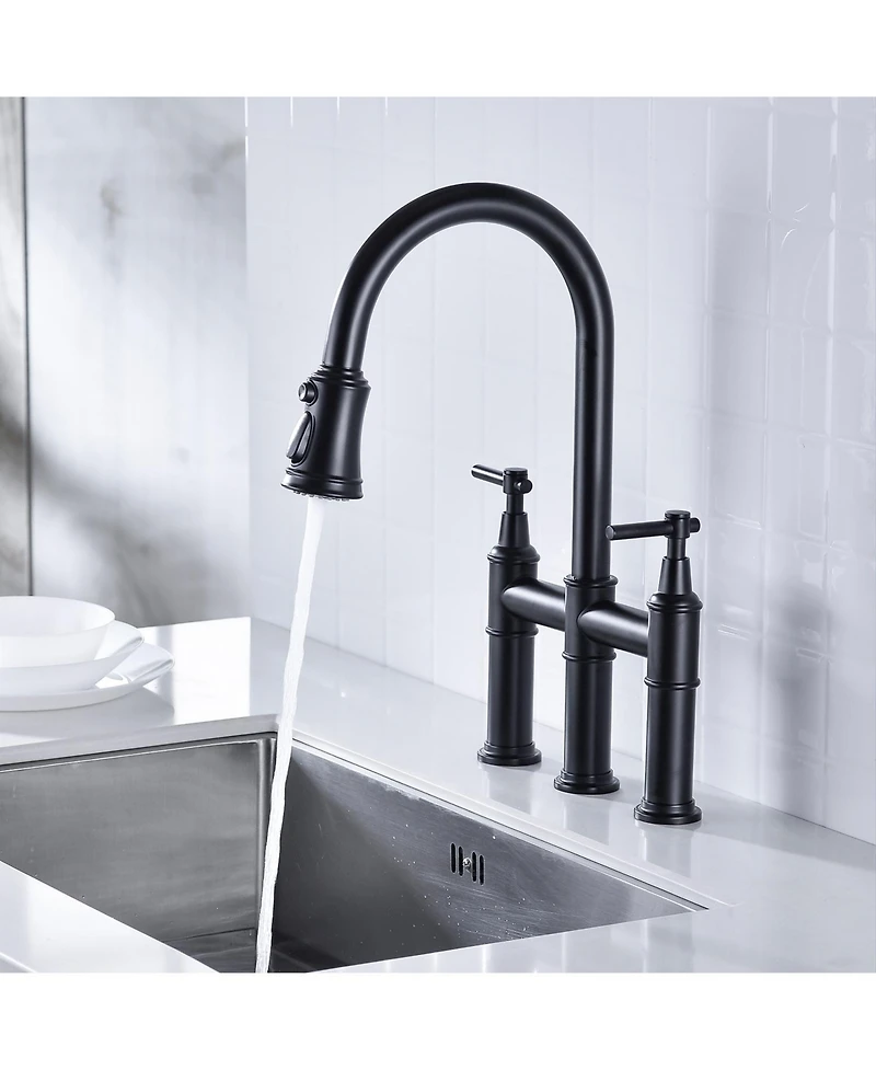 Phying Bridge Kitchen Faucet with Pull-Down Sprayhead in Spot