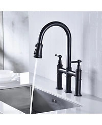 Phying Bridge Kitchen Faucet with Pull-Down Sprayhead in Spot