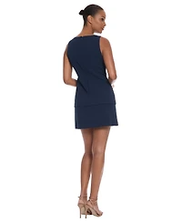 Donna Morgan Women's Stretch Jewel Neck Pocket Dress