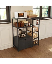 homfan Multifunctional 5-Tier Freestanding Bookshelf Modern Metal Frame, Storage Drawers, Particle Board Shelves
