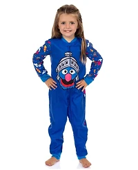 Sesame Street Kids Super Grover Character 1PC Front-Zip Footless Sleeper Pajama