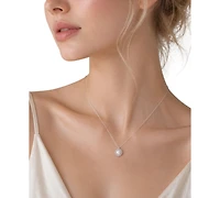 Belle de Mer Cultured Freshwater Pearl (8-9mm) & Lab-Grown Sapphire Pendant Necklace in 925 Sterling Silver