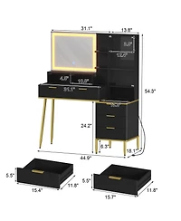 homfan Vanity Set - 30 Inch with Led Mirror (3 Light Modes), Built-in Power Outlet/Usb Strip, Storage (Drawers, Cabinet, Adjustable Shelves