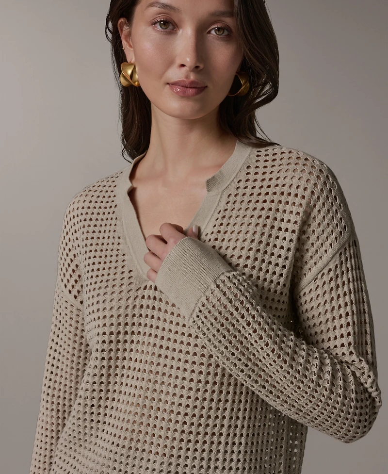 Donna Karan Weekend Women's Long-Sleeve Pointelle Sweater